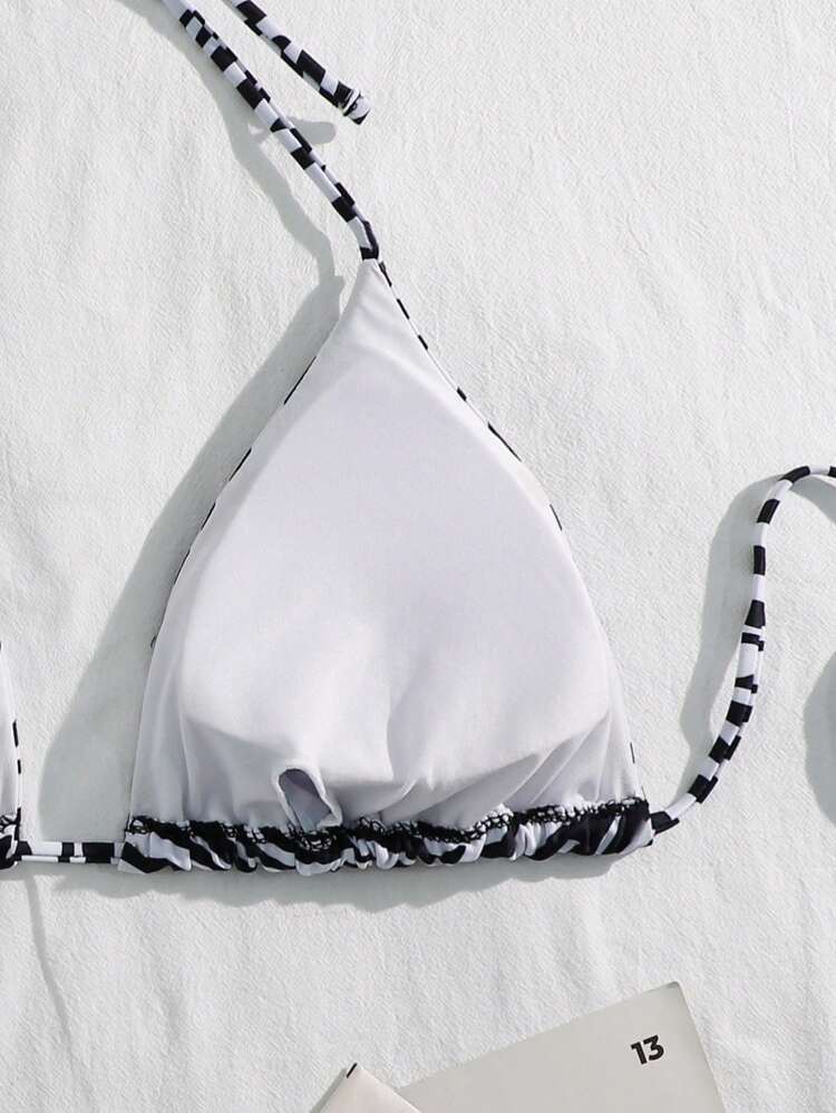 2025 Plus Size Women Spaghetti Strap Leopard Print Sexy Triangle Cup Bikini Top Summer