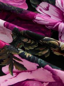 SHEIN CURVE+ Plus Size Women's Romantic Retro Floral Print, Elegant Loose Skirt With Chest Cup Shoulder Strap,Beach Dress Sundress,Holiday Outfits Boho