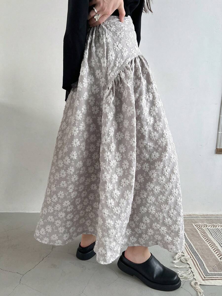 FRIFUL Women's Textured Bubble Fabric A-Line Solid Color Skirt, Suitable For Outdoor Wear In Summer Women Summer Clothes Skirt Women Summer Clothing Woman S Summer Clothes Work Summer Skirt Women Short Skirt Summer - Grey - View 1