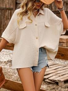 LanaWest Women's Casual Western, Music Festival, Boho Style Short Sleeve Blouse, Summer