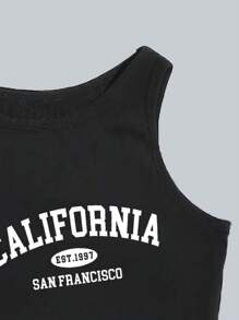 Attitoon Đầm bodycon không tay tối giản thường ngày cỡ lớn dành cho nữ có họa tiết California - màu đen - Xem 3