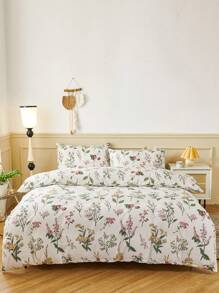 2/3pcs Spring Green Leaf & Floral Print Duvet Cover Set (Without Pillow Insert), Breathable & Super Soft, Suitable For All Seasons (1pc Duvet Cover + 1/2pcs Pillowcase, Without Pillow Insert), Soft Dual-Color Design, Suitable For Modern Bedroom And Guest Room, Available Sizes: Super King, King, Standard Double, Single, Also Suitable For Dorm Use. - Multicolor - View 4