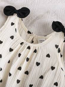 Souflis Souflis Baby Cute Casual Minimalist Round Neck Heart Printed Romper, Summer
