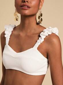 Travachic 纯色荷叶边吊带背心，休闲度假装，女士夏季服装，夏季上衣，夏季，女士度假服装 - 白色 - 查看 3