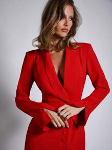 COSMINA Váy Blazer dự tiệc màu đỏ thanh lịch dành cho nữ - Đỏ - Xem 6