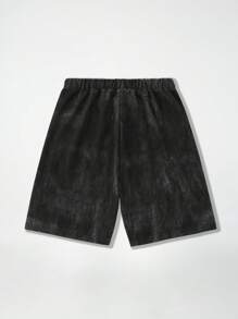 SHEIN Teen Boy Letter Print Elastic Waist Loose Casual Shorts - Black - View 2