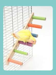 1pc Bird Scratching Post, Parrot Climbing Stand With Perch Hammock Swing Toys, Birdcage Accessories With Sanded Perch, Stick, For Parakeet Cockatiel Conure Finch Lovebird - Multicolor - View 3