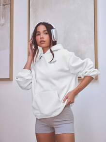 Musera Sport Oversized '' Logo Hooded Sweatshirt ,Padel, Tennis, Pickleball Gym Fitness - White - View 1