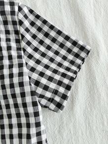 Vintaside Kids Baby Boy Holiday Outfits Christmas Casual Outfits Summer Two-Color Black And White Checkered Short-Sleeved Shirt Shorts Two Suits, Lapel Design Adds A Sense Of Formality
