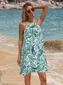 SHEIN VCAY Vacation Printed Bodycon Dress For Women,Vacation Outfits Women,Summer Outfits For Women,Beachwear,Easter,Beach Outfits For Woman,Spring Break,Vacation Outfits Women,Concert Outfit Women,Rave Outfits Festival,Rave,BOHO,Sun Dress