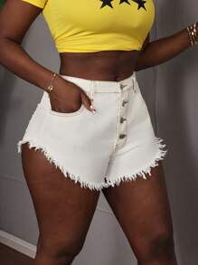 SHEIN SXY Damen einfache modische Lässig Denim Shorts für den Alltag