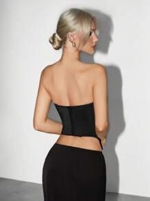 EgrlEra 女士纯色简约修身休闲蕾丝紧身胸衣短款上衣，可作为外套穿着