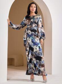 Veilorie Women's Elegant Long Sleeve Self-Tie Casual Dress - Multicolor - View 6
