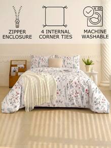 Juego de funda nórdica suave con estampados florales - El mejor conjunto de 2/3 piezas de edredón y funda - Incluye 1 funda nórdica y 1/2 fundas de almohada - Económico y de alta calidad para cama individual, matrimonial, queen y king size.