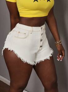 SHEIN SXY Damen einfache modische Lässig Denim Shorts für den Alltag