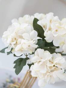 1PC/3PCS Artificial Hydrangea Flowers Bouquet Fake Plants Room Decor Fall Decor Fake Flowers Garden Autumn Decor Centerpieces Birthday Party Decoration Wedding Flower Basket, Bride Holding Flowers, Home Decoration, Dining Room, Bedroom, Windowsill Decoration, Vase Decorations, Valentine's Day Gift, New Year Decoration, Outdoor Garden, Start Of School Season, Valentine Day, Gift - White - View 7