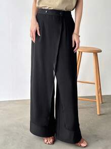 FRIFUL Women's Mesh Patchwork 2 In 1 Cover-Up Top & Satin Pants Set - Black - View 4