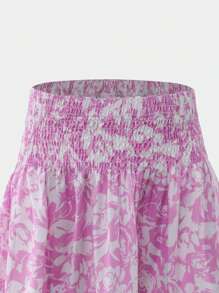 SHEIN Explorewe 2pcs/Set Teen Girls Floral Print Ruffle Camisole And Mini Skirt Casual Outfit, Spring Clothes - Multicolor - View 5