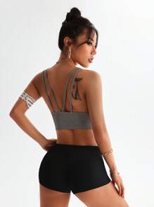 Slayform Áo ba lỗ thể thao hàng ngày thời trang tối giản cho nữ - Xám - Xem 2