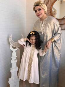 Al Najma 女士土耳其和阿拉伯传统长裙、朴素的卡夫坦 - 淺藍色 - 查看 3