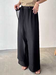 FRIFUL Women's Mesh Patchwork 2 In 1 Cover-Up Top & Satin Pants Set - Black - View 5