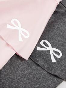 Tween Girl Minimalist Fashion Casual Versatile Bow Pattern 2 Pieces Leggings Set,Summer,Travel - Multicolor - View 4