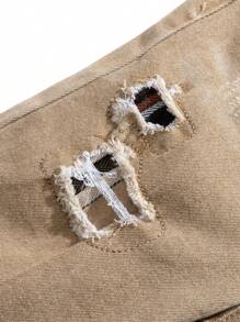 SHEIN 男童时尚水洗卡其色弹力紧身牛仔裤 - 卡其色 - 查看 5