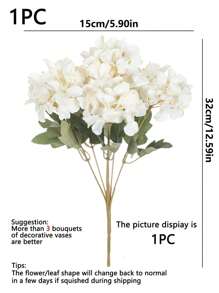 1PC/3PCS Artificial Hydrangea Flowers Bouquet Fake Plants Room Decor Fall Decor Fake Flowers Garden Autumn Decor Centerpieces Birthday Party Decoration Wedding Flower Basket, Bride Holding Flowers, Home Decoration, Dining Room, Bedroom, Windowsill Decoration, Vase Decorations, Valentine's Day Gift, New Year Decoration, Outdoor Garden, Start Of School Season, Valentine Day, Gift - White - View 2