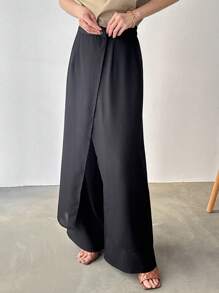 FRIFUL Women's Mesh Patchwork 2 In 1 Cover-Up Top & Satin Pants Set - Black - View 6