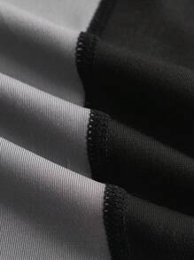 Camiseta de yoga de manga larga con cuello alto de bloques de color - Gris Claro - Ver 4