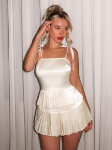 Glamine Low Waist Sexy Slimming Pleated Skirt, Simple Fashion Casual Daily Wear - Apricot - View 6