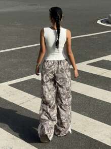SHEIN EZwear Women's Autumn/Winter New Leopard Print Flare Pants