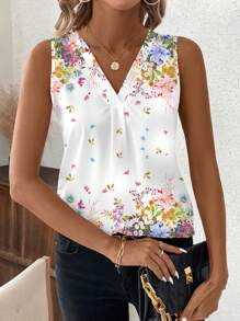SHEIN Clasi Camicia romantica da donna con stampa, semplice e alla moda, per uso casual quotidiano