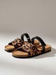 Solecia Fashion Comfortable Leopard Print Casual Flat Simple Slide Sandals - Multicolor - View 2