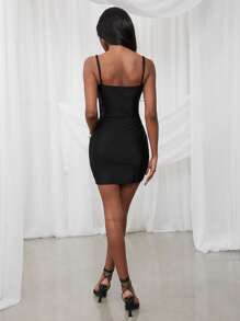 NYA SZN Sukienka Mini Wiosna Asymetryczna Wycięcie Bez Rękawów Dopasowana Festiwal Letni Klub Wyjście Gyaru Wiosenna przerwa Wakacje Gość Weselny Specjalna okazja Kolacja Panny Młodej Bal Stroje Dla Kobiet - Czarne - Zobacz 6
