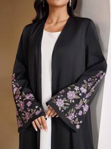 Al Najma Modest Casual Sleeve Embroidered Women's Arabic Abaya, Robe - Beige - View 2