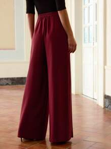 ZEYLAH 酒红色女士阔腿裤，简约时尚，日常休闲 - 酒紅色 - 查看 5