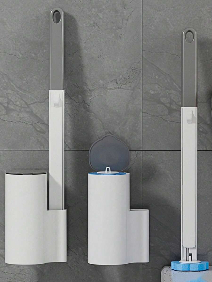 FoBianJie spazzola di pulizia del water monouso multifunzione con supporto e ricambi della bacchetta per la pulizia del bagno, sistema di pulizia del water monouso, ricambi disinfettanti, accessori da bagno, decoro estivo per il bagno