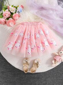 SHEIN Young Girl Simple Fashion Casual Daily Mesh Skirt