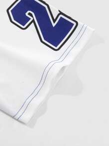 ROMWE MEN Prep 男士简约休闲日常短袖T恤和短裤套装 - 藍色 - 查看 4