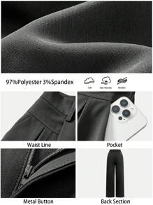BizChic 灰色阔腿办公室女士裤，女士春夏阔腿裤 - 深灰色 - 查看 8