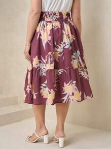 SHEIN Clasi Plus Size Elegant Printed A-Line Skirt, Casual And Fashionable For Everyday Wear,Vacation Woman,Summer For Women,Concert Women,Festival For Women,Country Women,Linen,Beach For Woman,Beach Vacation,Vacation Woman,Summer For Women,Business Casual Woman, ,Office Wear Women,Spring For Women,Festival ,Old Money, Elegant Woman