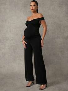 MaterniChic 孕妇露肩纯色连体裤