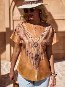 LanaWest 女士数码印花轻便夏季休闲衬衫