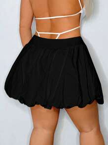 SHEIN SXY Plus Size Holiday Váy bong bóng chữ A gợi cảm - màu đen - Xem 2