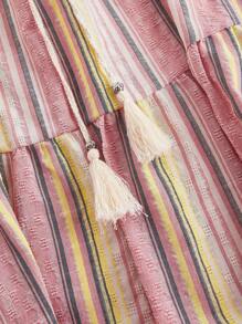 SHEIN MOD Plus Size Pink Striped Women Skirt, A-Line, Beach Vacation