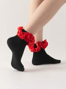 ROMWE Kawaii Women's Color Block Splice Simple Mid-Calf Socks, Casual Daily Wear - Multicolor - View 3