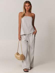 Forever 21 Women Asymmetrical Hem Striped Casual Camisole Tops, Summer