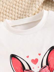 女孩万圣节搞笑鬼魂休闲 T 恤 - 白色 - 查看 3