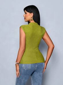 SOLERSUN Party Vacation Women's Spring Summer Solid Color Knitted T-Shirt Women Top - Green - View 2